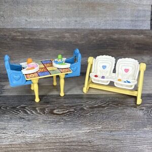 Fisher Price Loving Family Dollhouse Kitchen Table with Booster Seats & Swing